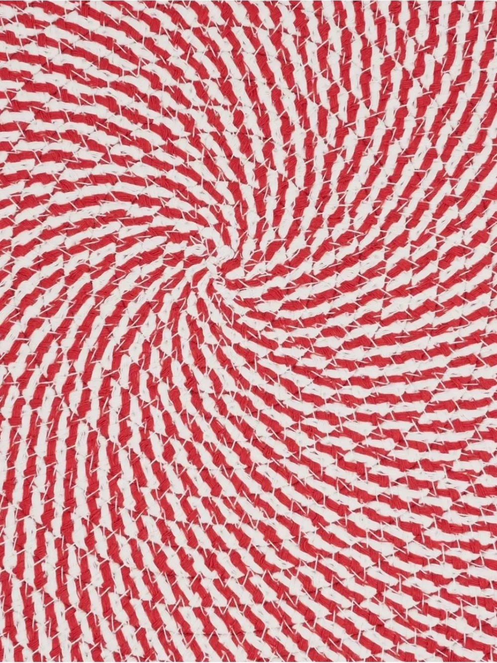 Peppermint Striped Round Braided Table Placemats Set of 4 — Red and White Swirl